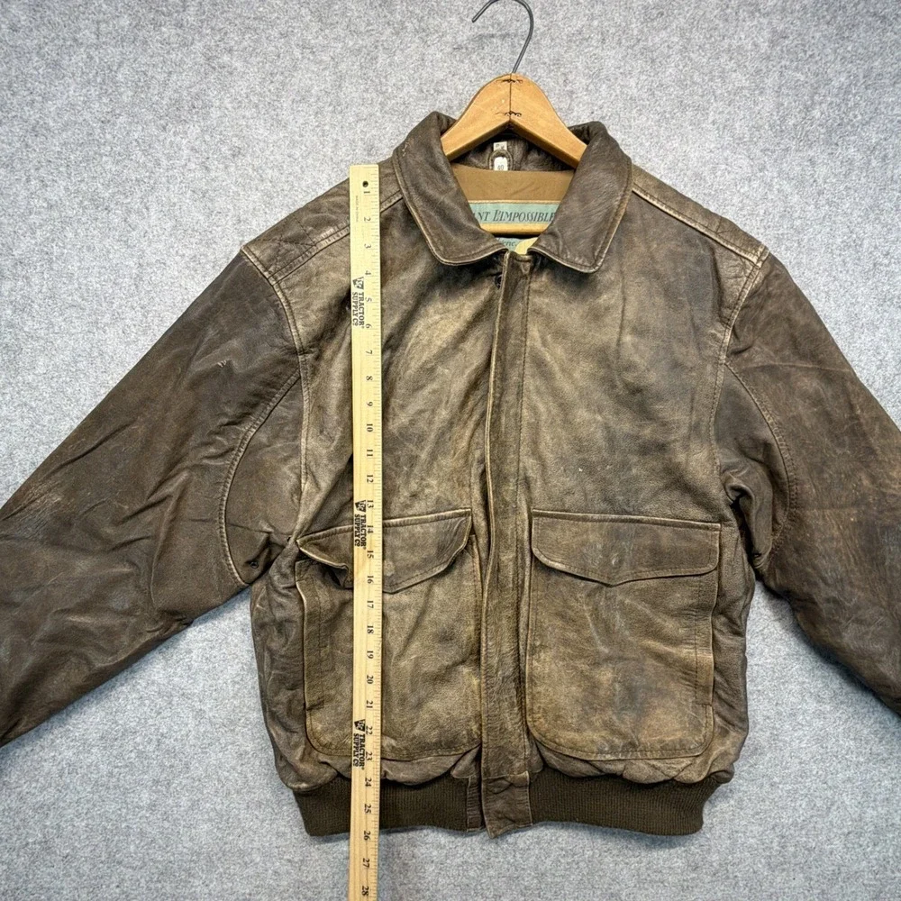 Vintage Aeropostale A-2 Military Leather Bomber Flight Jacket Chocolate Brown 40